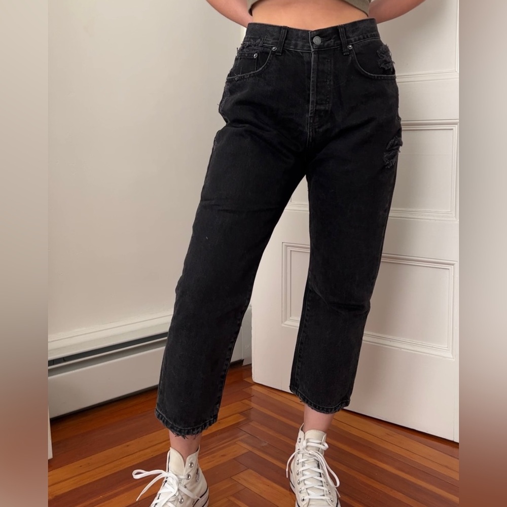 Carmar Black Distressed Straight Leg Jeans